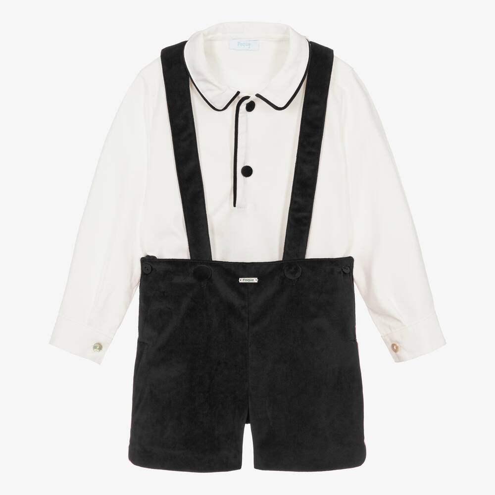 Foque - Samt-Shorts-Set in Schwarz und Weiß für Jungen | Childrensalon