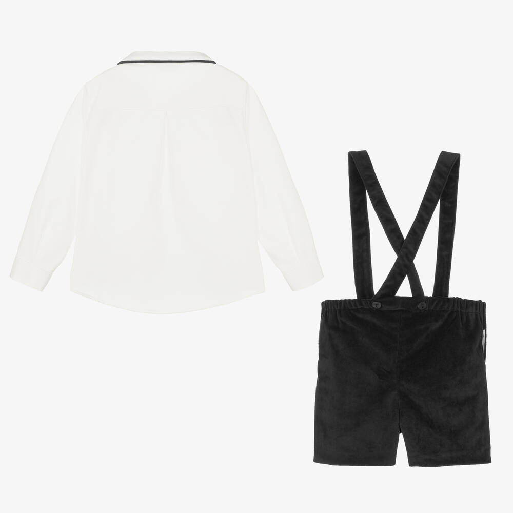 Foque-Boys Black & White Velvet Shorts Set | Childrensalon Outlet