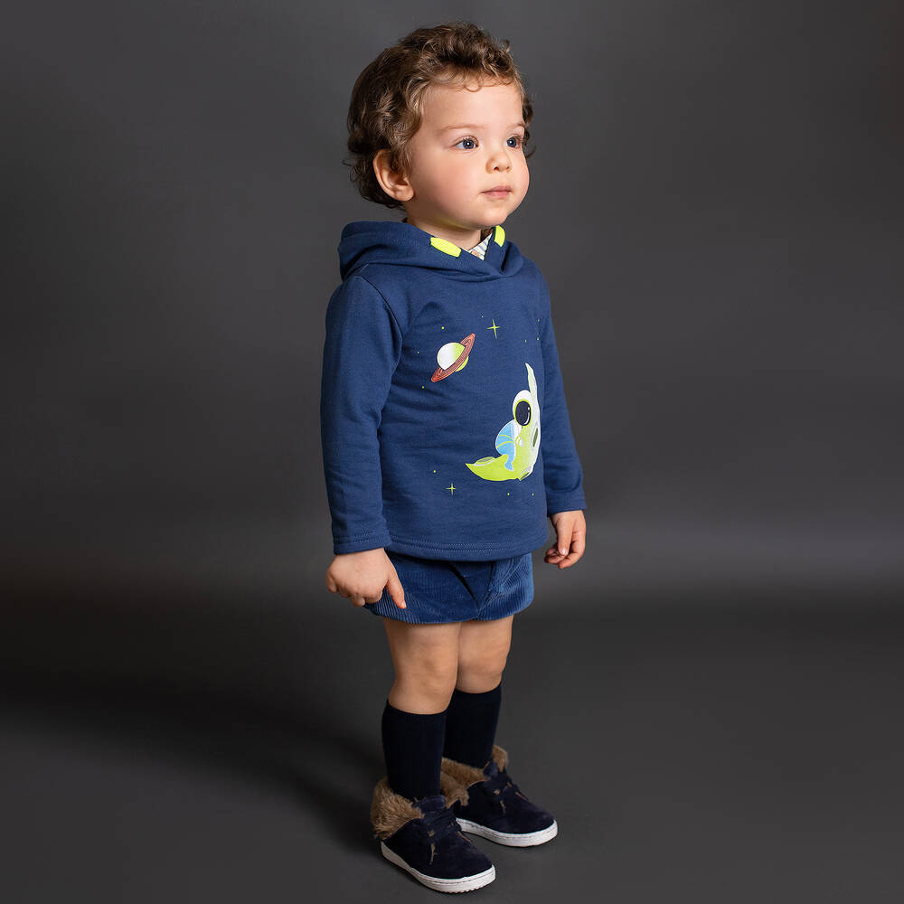 Foque-توب هودي قطن جيرسي لون أزرق للأولاد | Childrensalon Outlet