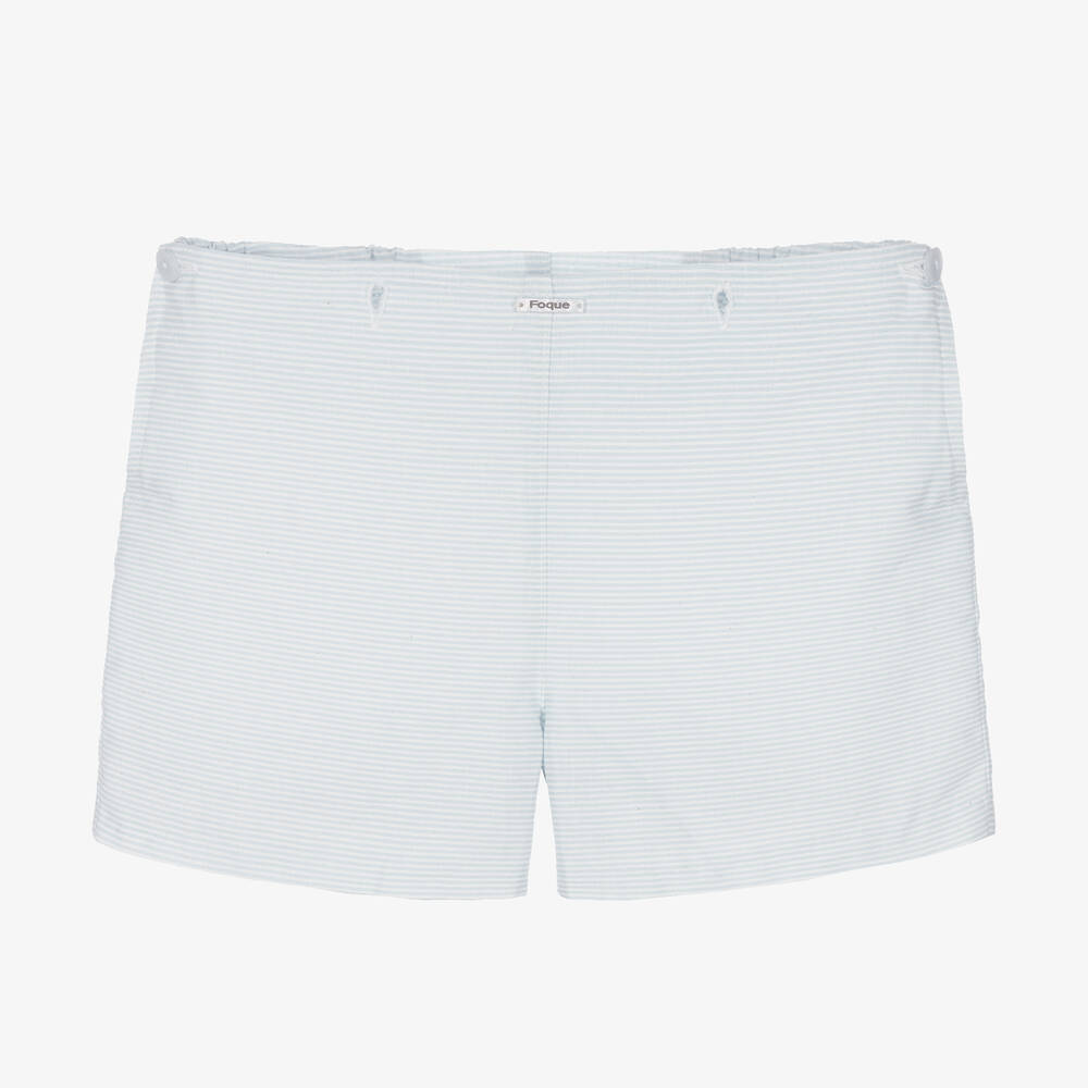 Foque-طقم شورت قطن وكتان لون أبيض وأزرق للأولاد | Childrensalon Outlet