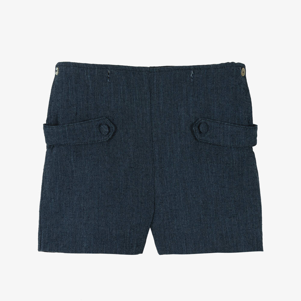 Foque-Boys Blue Cotton & Linen Shorts Set | Childrensalon Outlet