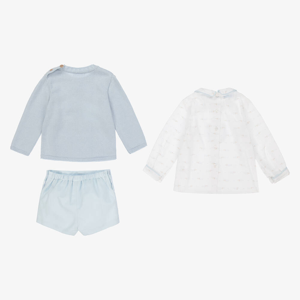 Foque-Boys Blue Cotton Shorts Set | Childrensalon Outlet