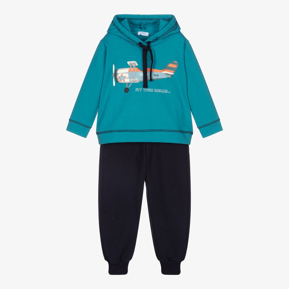 Foque - Blauer Baumwoll-Trainingsanzug für Jungen | Childrensalon