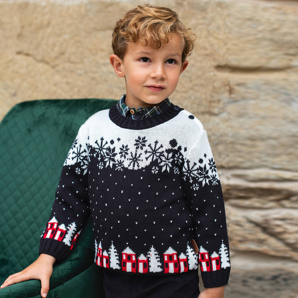 Foque Boys Blue Fair Isle Sweater Childrensalon Outlet
