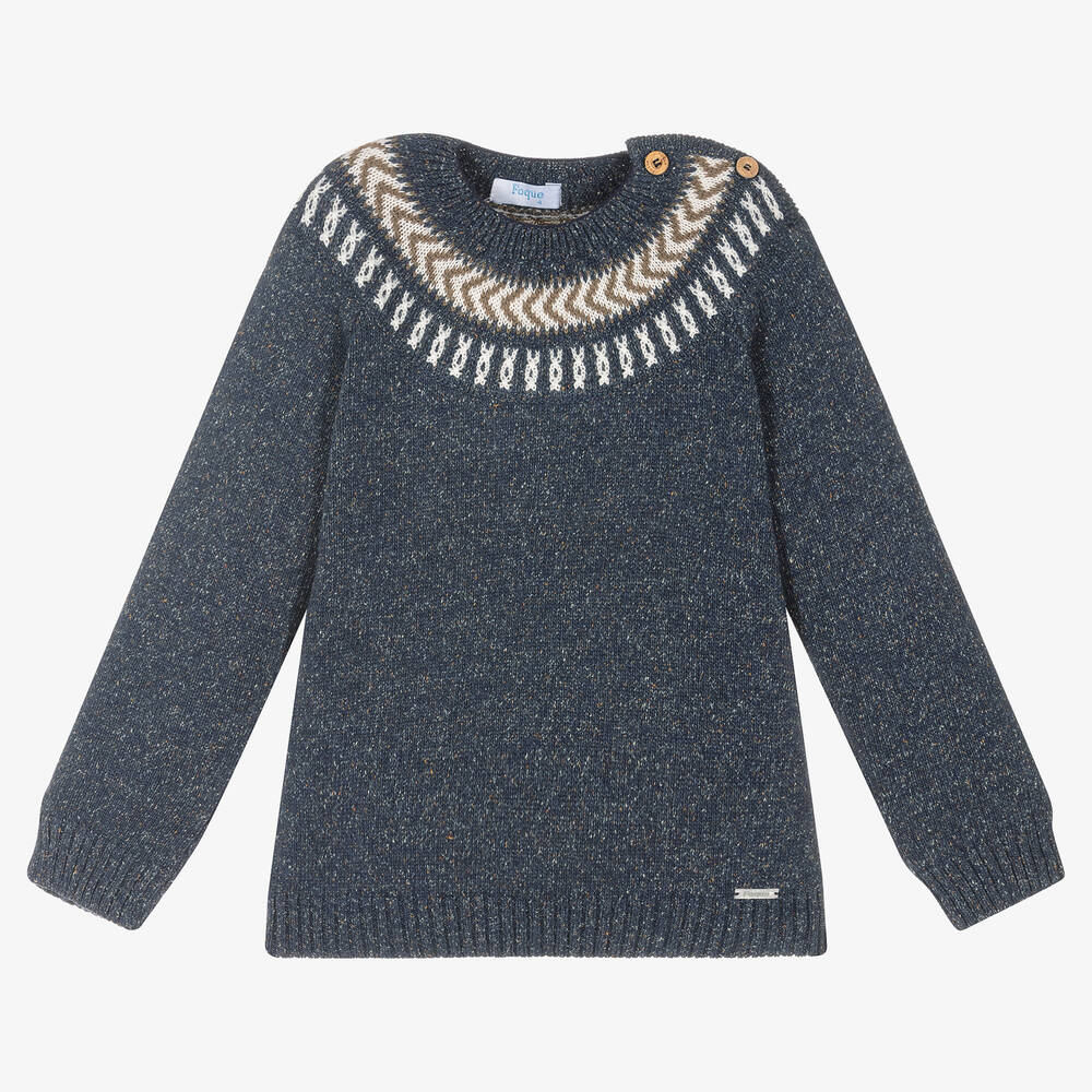Foque - Синий свитер с узором фэйр-айл для мальчиков | Childrensalon