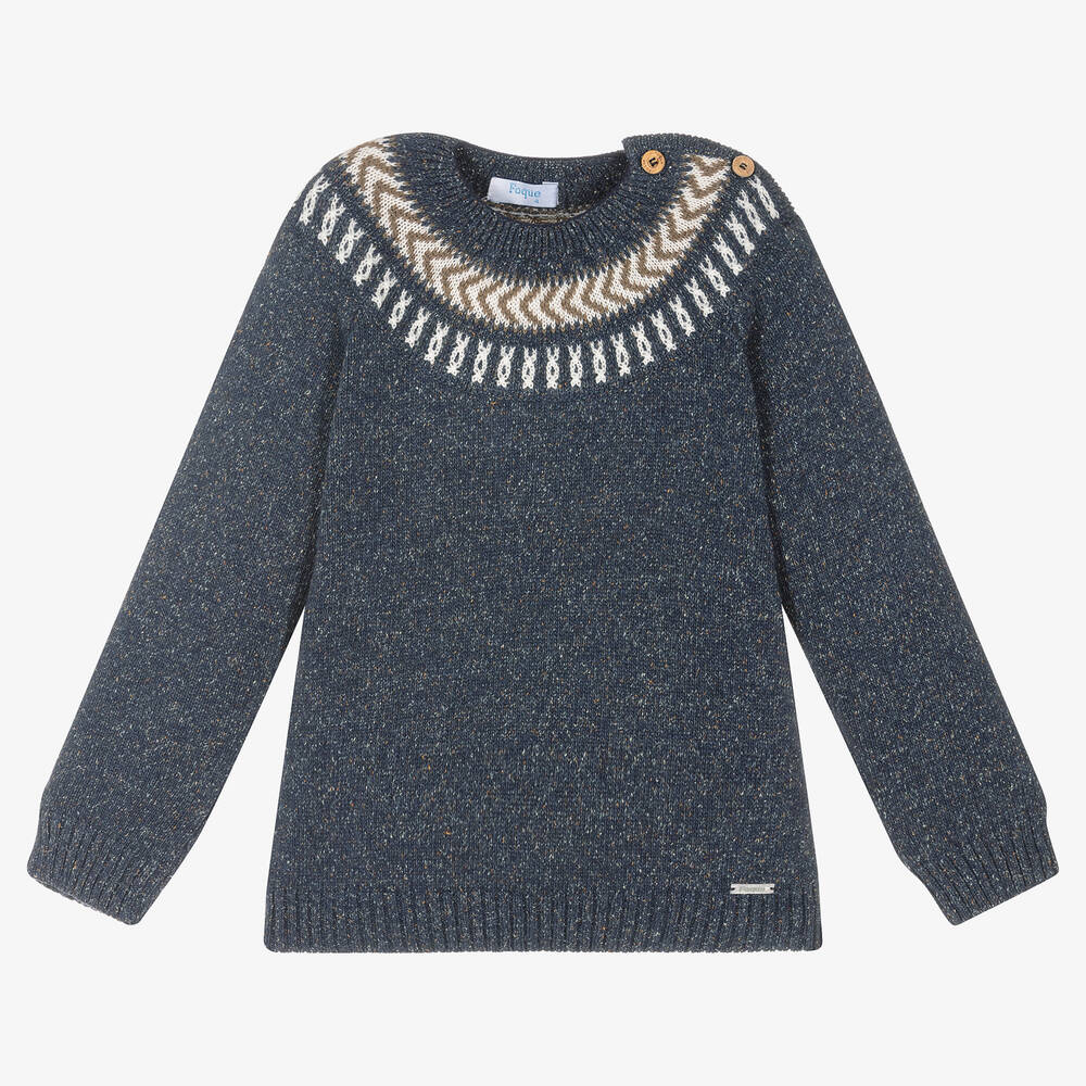 Foque - Pull bleu Fair Isle Garçon | Childrensalon