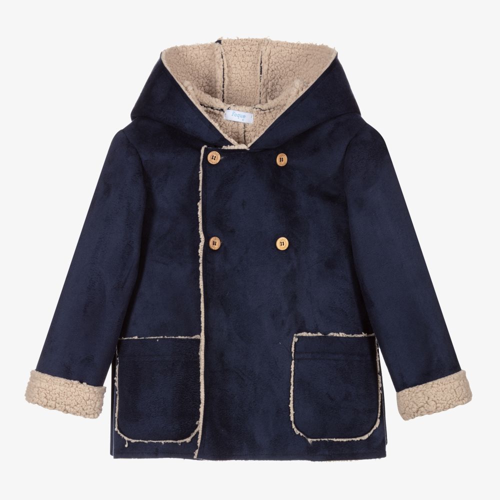Foque - Blauer Mantel aus Wildlederimitat (J)  | Childrensalon