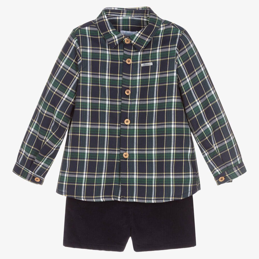 Foque - Сине-зеленая рубашка и шорты для мальчиков | Childrensalon