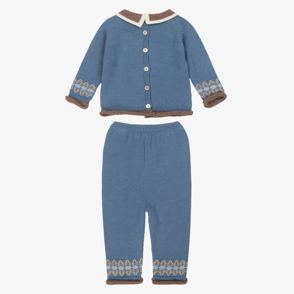 Foque-Комплект для мальчиков синий вязаный с медвежонком | Childrensalon Outlet