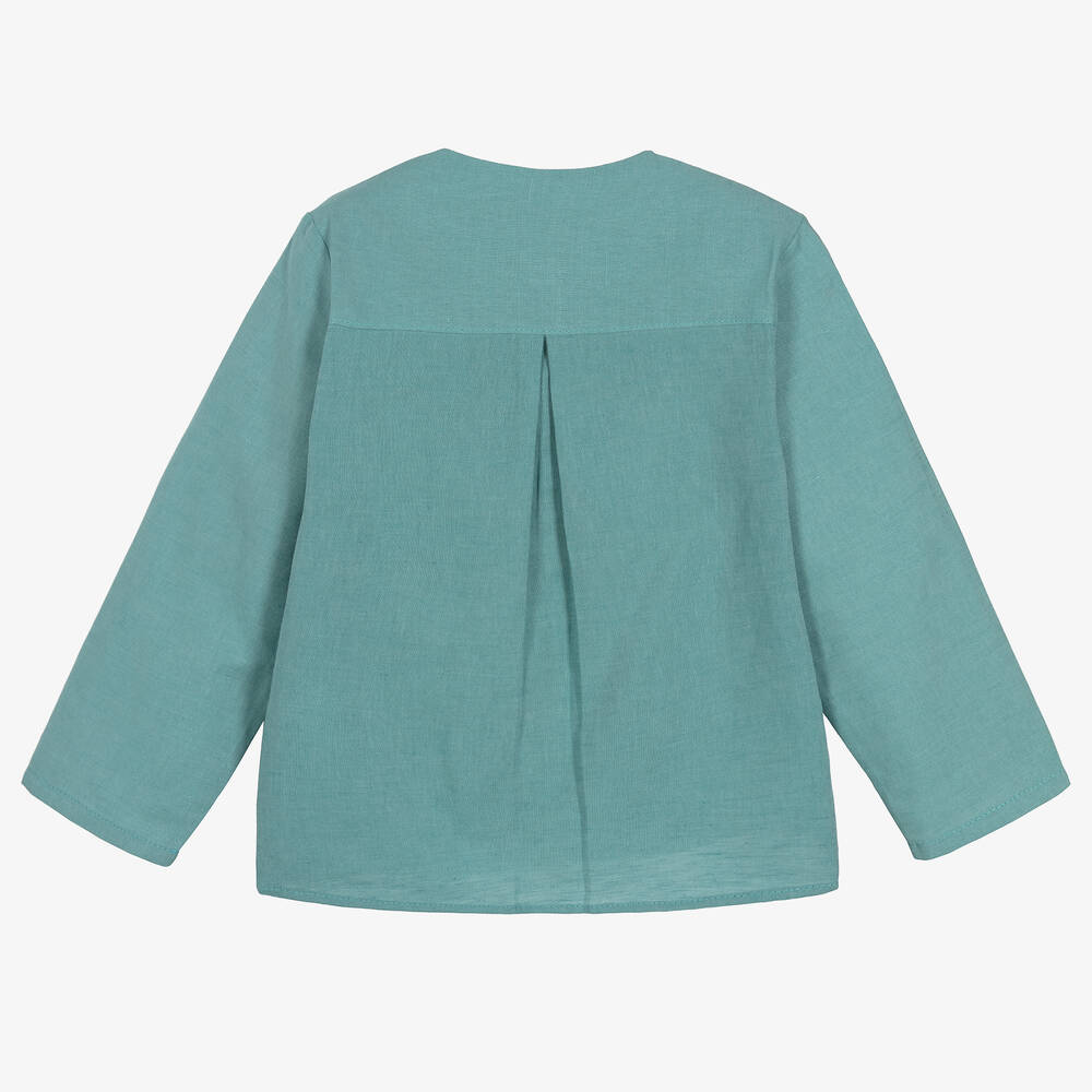 Foque-قميص مزيج قطن وكتان لون أزرق للأولاد | Childrensalon Outlet