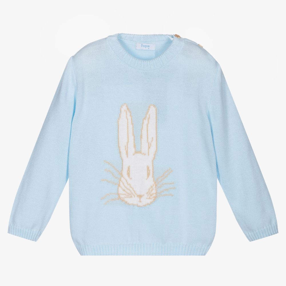 Foque - Boys Blue Rabbit Sweater | Childrensalon