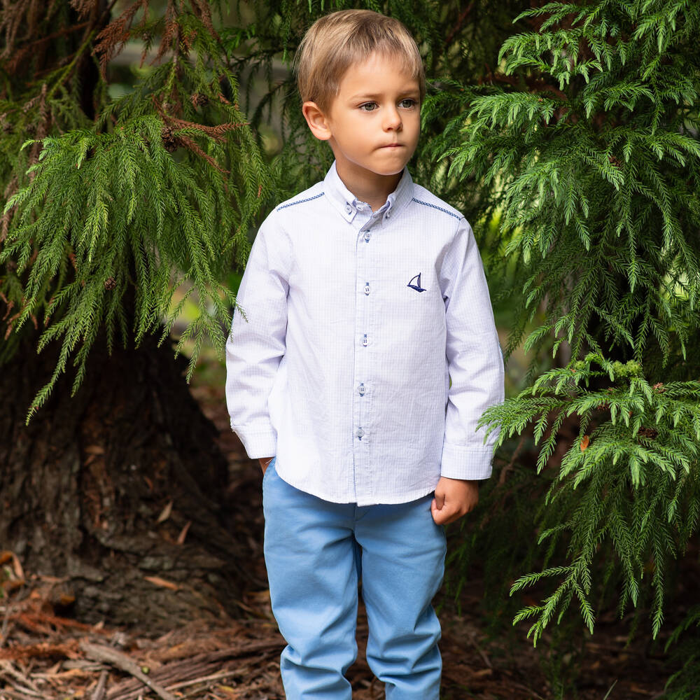 Foque-Boys Blue Shirt and Trousers Set | Childrensalon Outlet