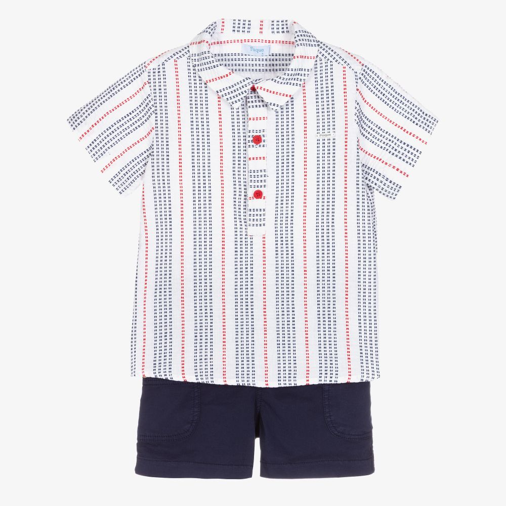 Foque - Рубашка в полоску и синие шорты для мальчиков | Childrensalon