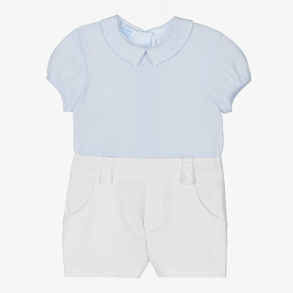 Ensemble short blanc en coton bebe