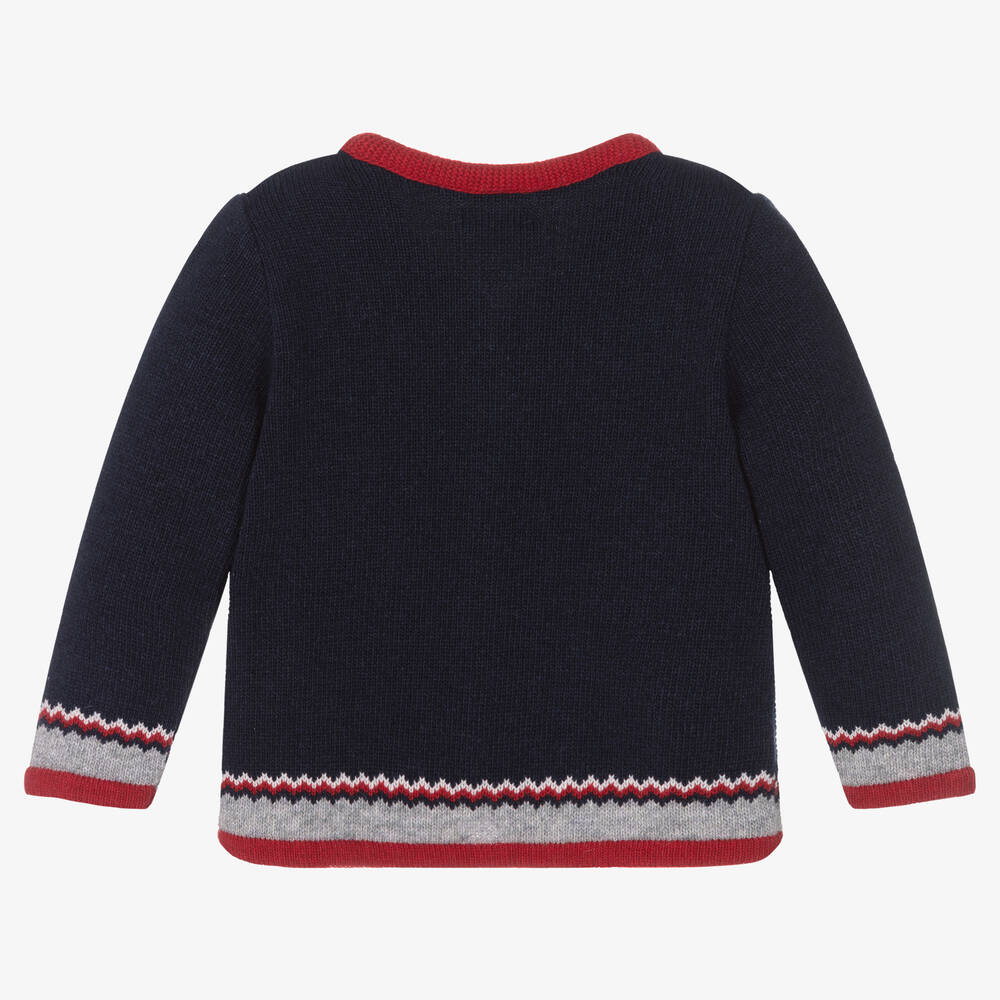 Foque-Boys Blue Wool Knit Cardigan | Childrensalon Outlet