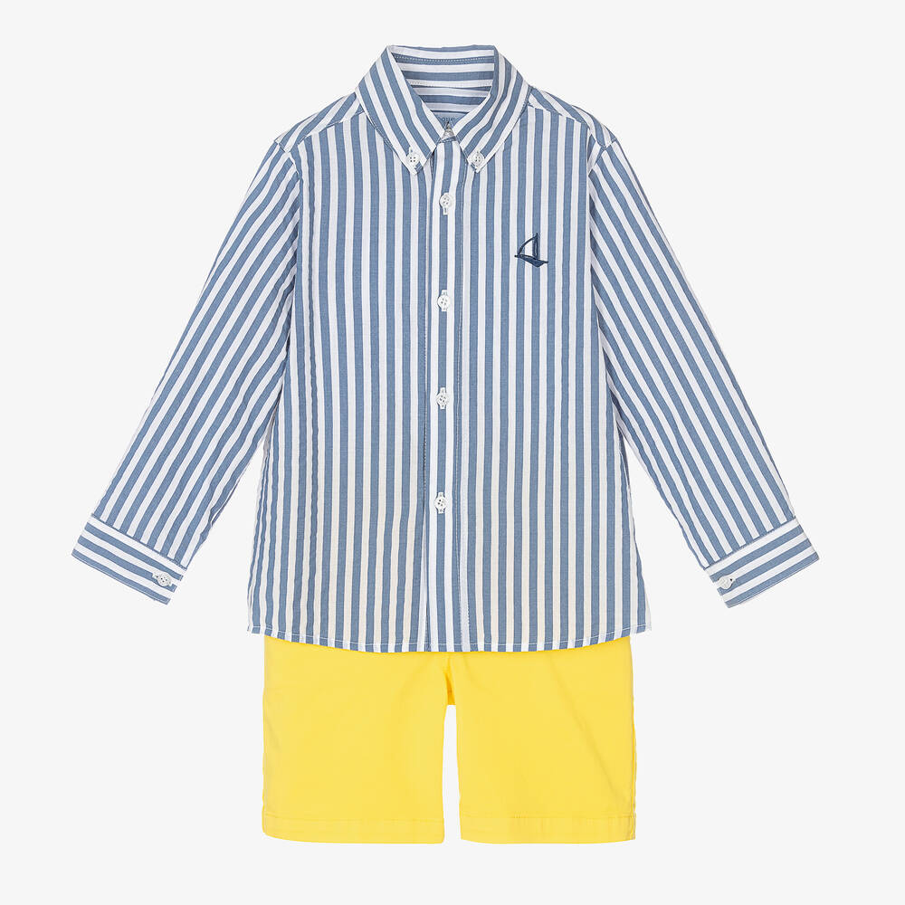 Foque - Ensemble short coton jaune et bleu | Childrensalon