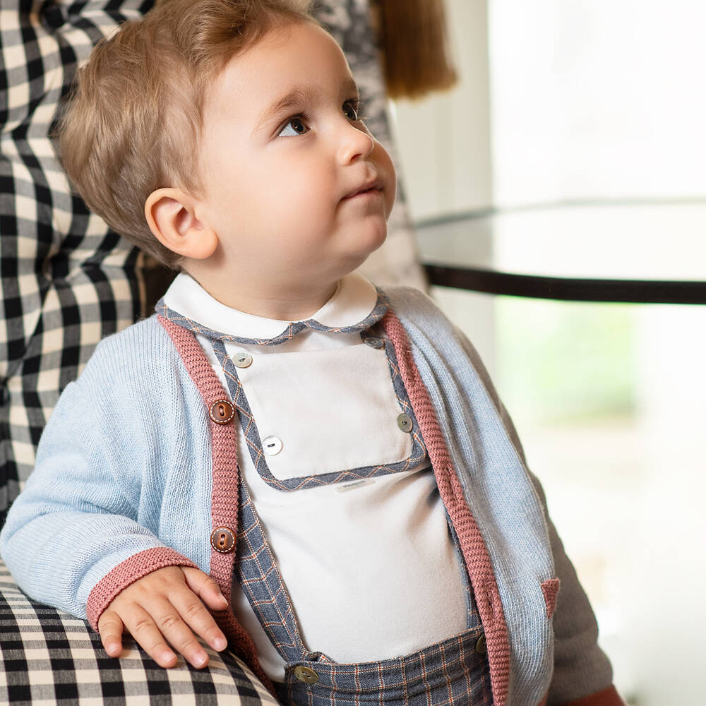 Foque-طقم شورت قطن لون أبيض وأزرق للأولاد | Childrensalon Outlet