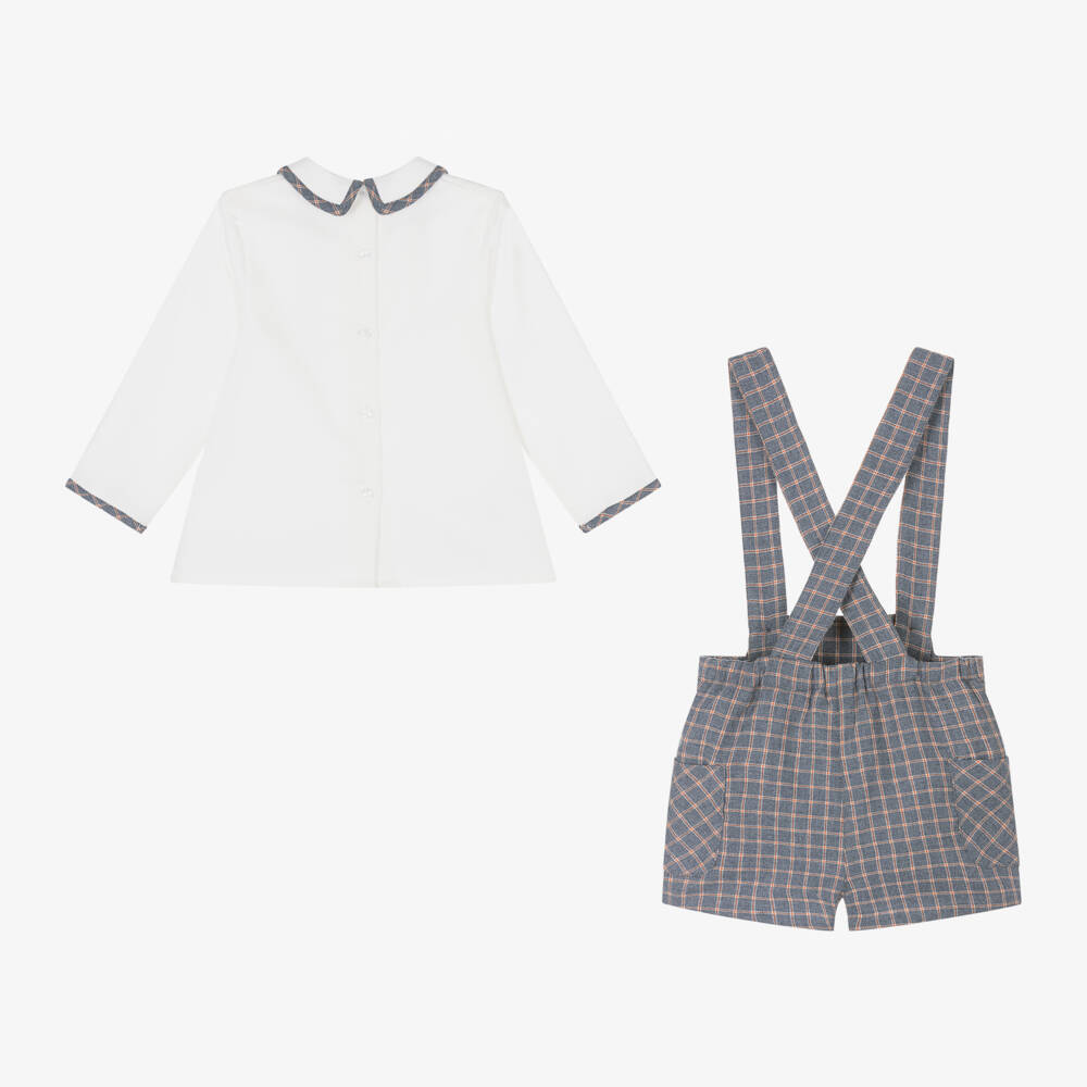 Foque-طقم شورت قطن لون أبيض وأزرق للأولاد | Childrensalon Outlet
