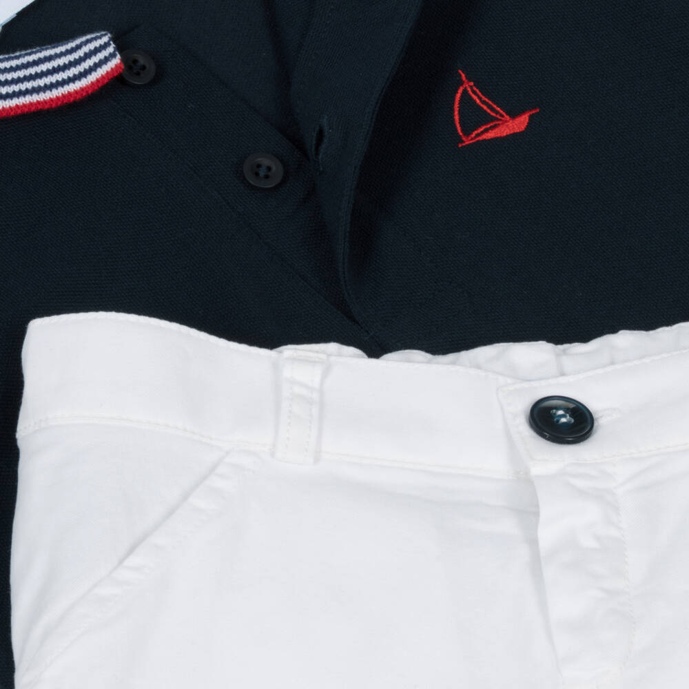 Foque-طقم كلاسيكي للأولاد باللونين الكحلي والأبيض | Childrensalon Outlet