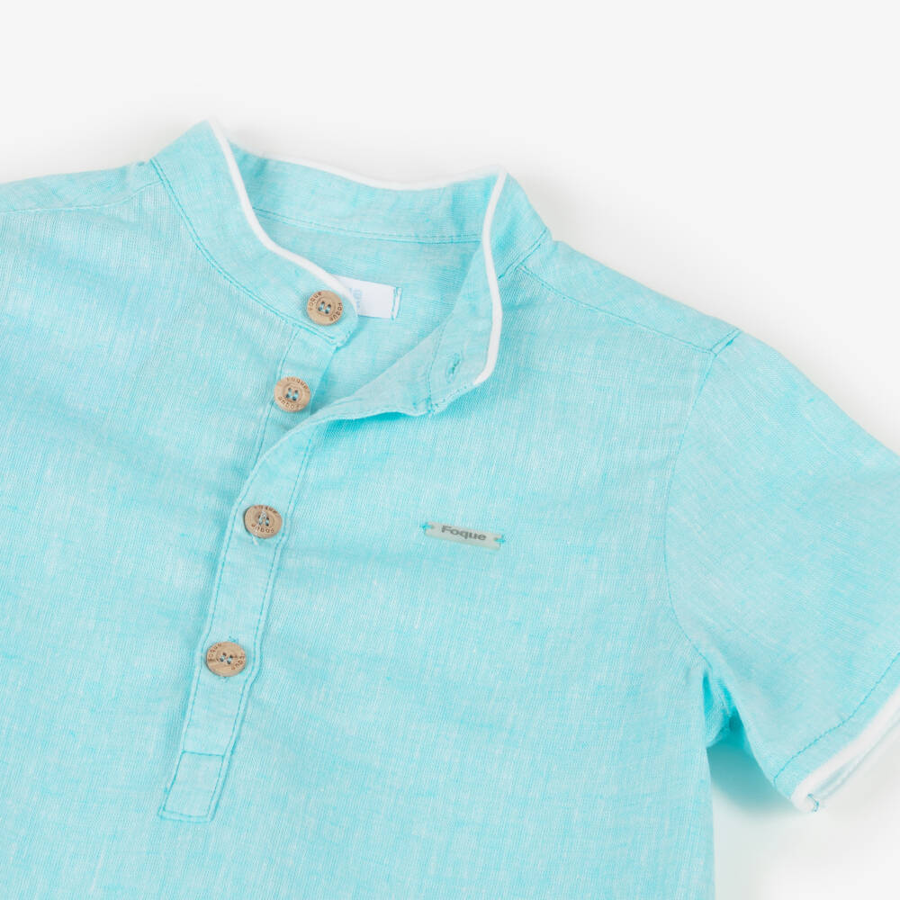 Foque-Boys Coastal Blue Linen Ensemble | Childrensalon Outlet