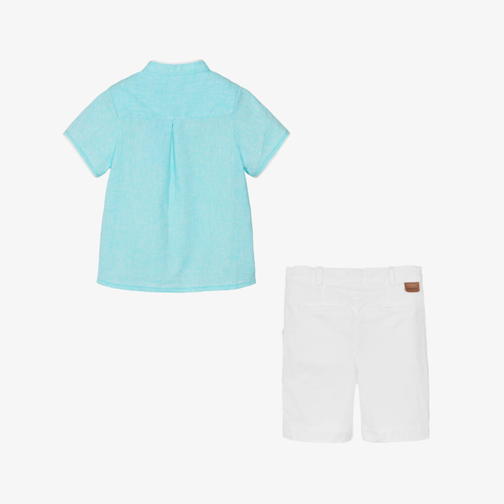 Foque-Boys Coastal Blue Linen Ensemble | Childrensalon Outlet