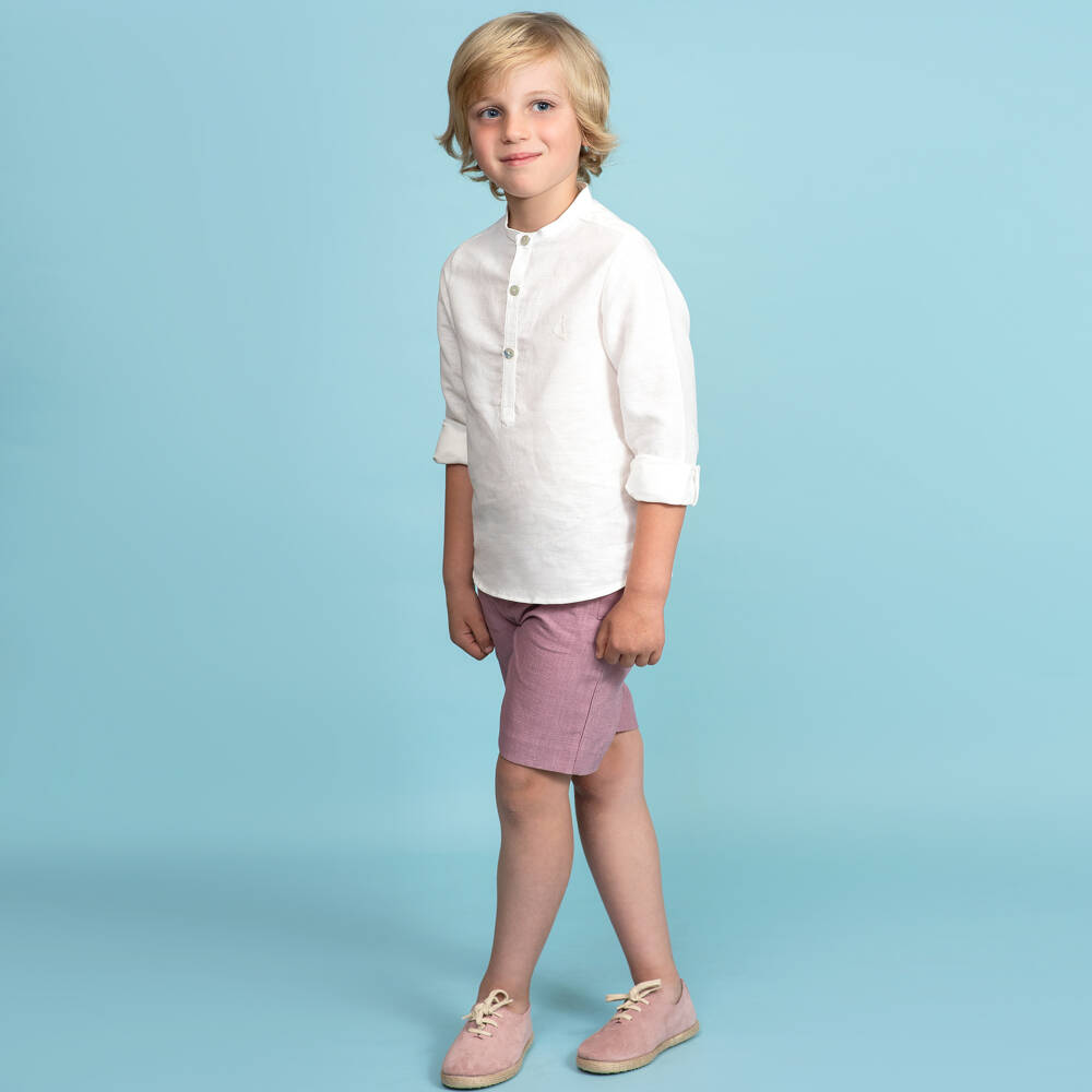 Foque-Boys Cream & Lilac Linen Ensemble | Childrensalon Outlet