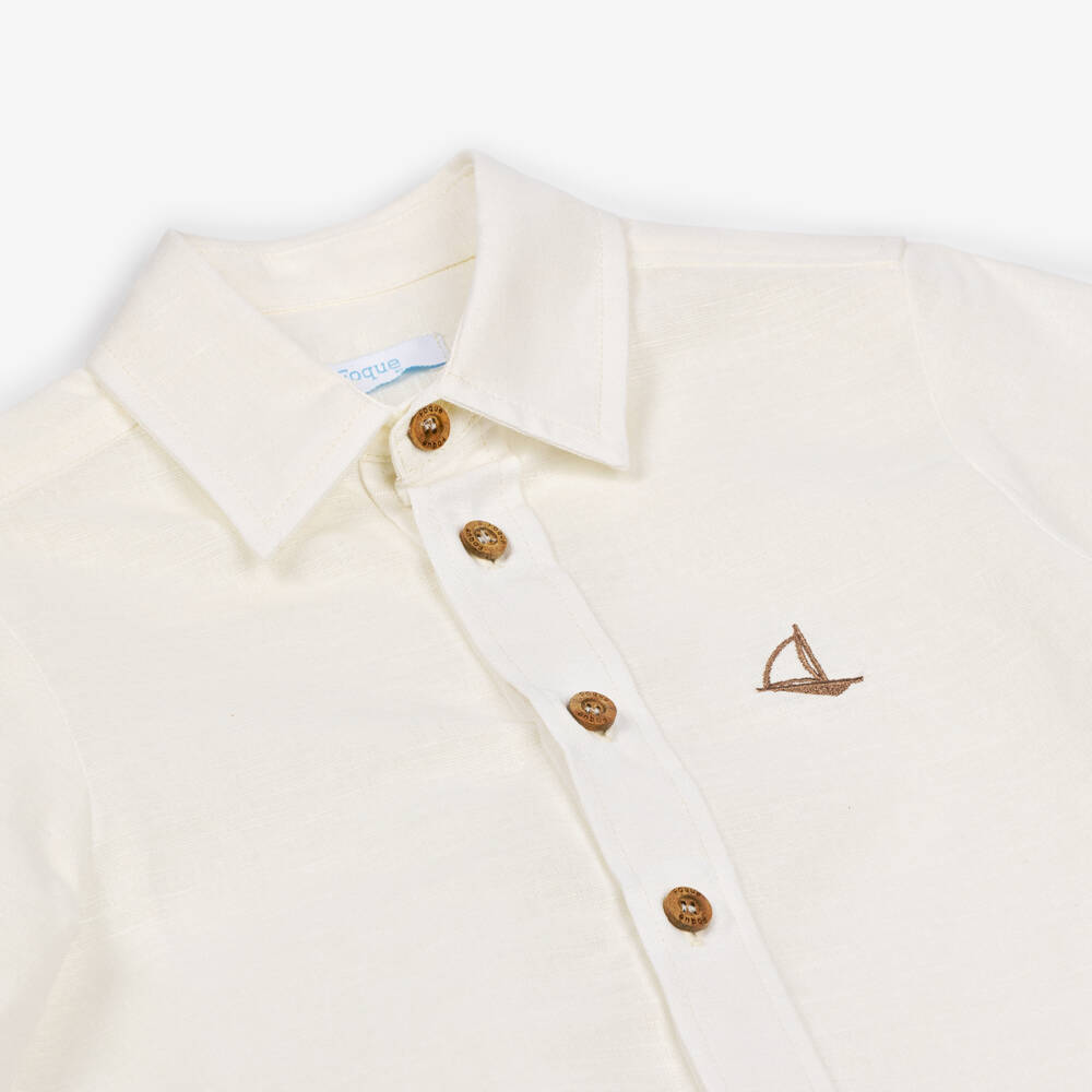 Foque-Boys Cream & Tan Linen Blend Ensemble | Childrensalon Outlet