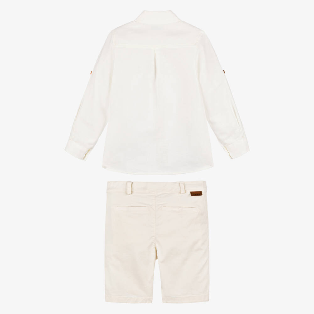Foque-Boys Cream & Tan Linen Blend Ensemble | Childrensalon Outlet