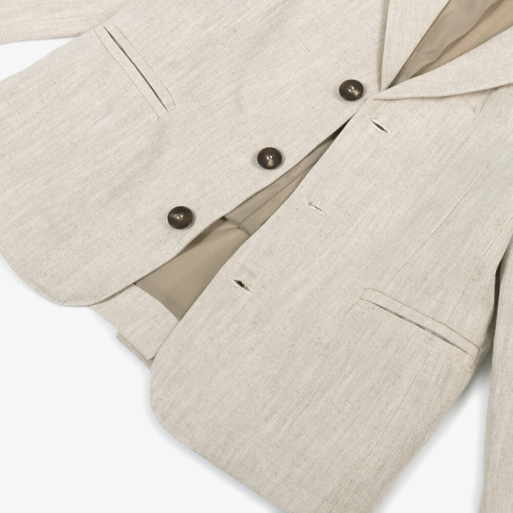 Foque-Boys Elegant Beige Linen Jacket | Childrensalon Outlet