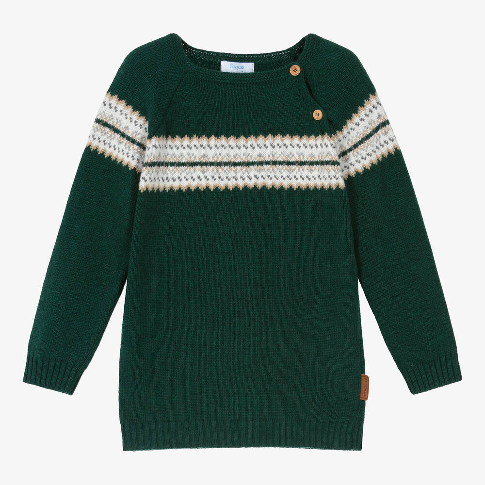Foque - Зеленый шерстяной свитер с узором фэр-айл | Childrensalon