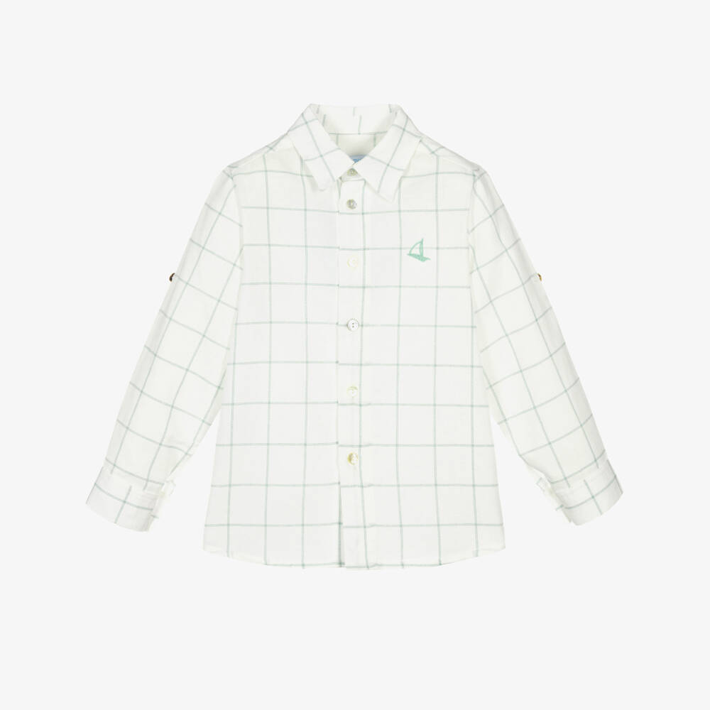 Foque-Boys Green Check Linen Shorts Ensemble | Childrensalon Outlet