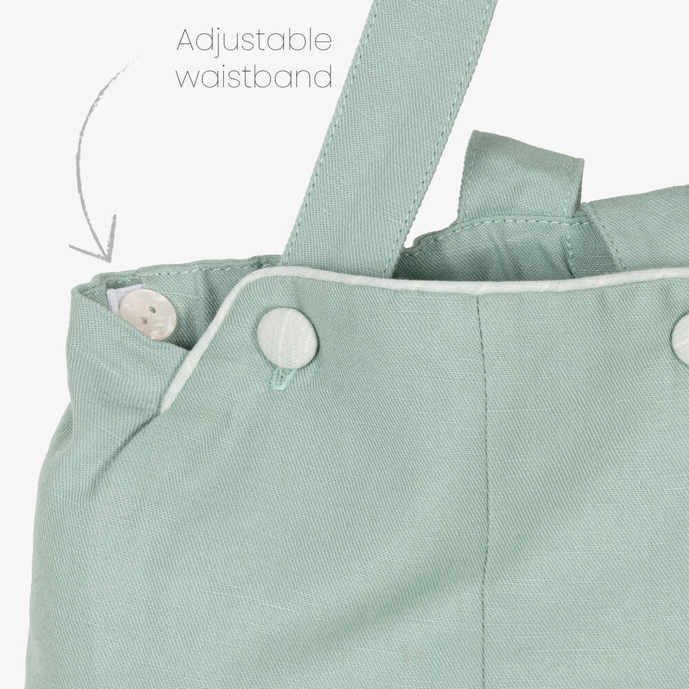 Foque-Boys Green & Ivory Cotton Shorts Set | Childrensalon Outlet