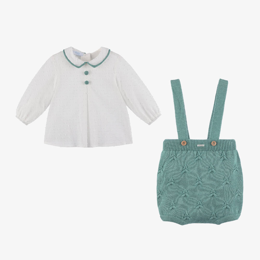 Foque-Boys Green Knitted Shorts Ensemble | Childrensalon Outlet
