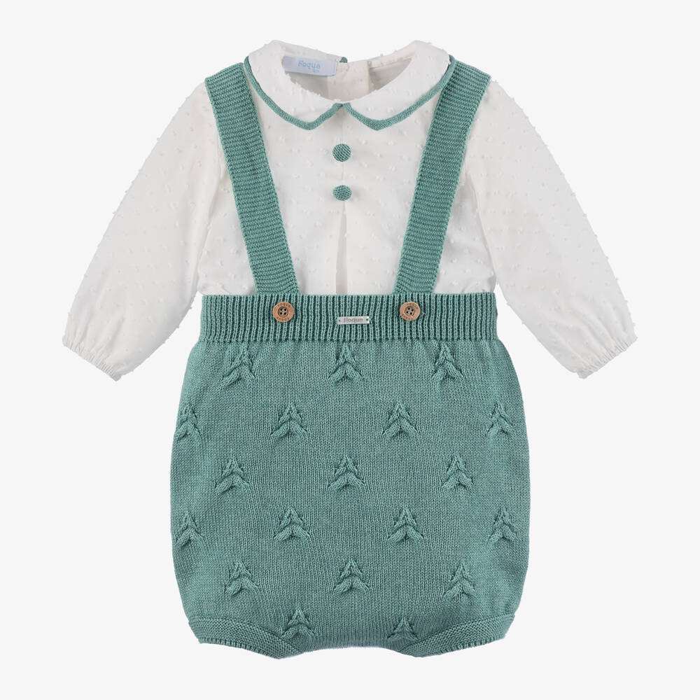 Foque-Boys Green Knitted Shorts Ensemble | Childrensalon Outlet