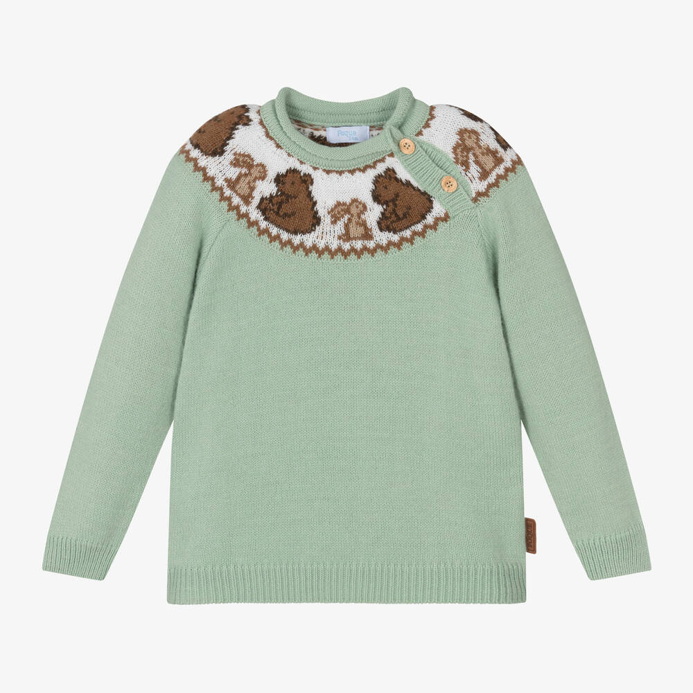 Foque-Boys Green Knitted Sweater | Childrensalon Outlet