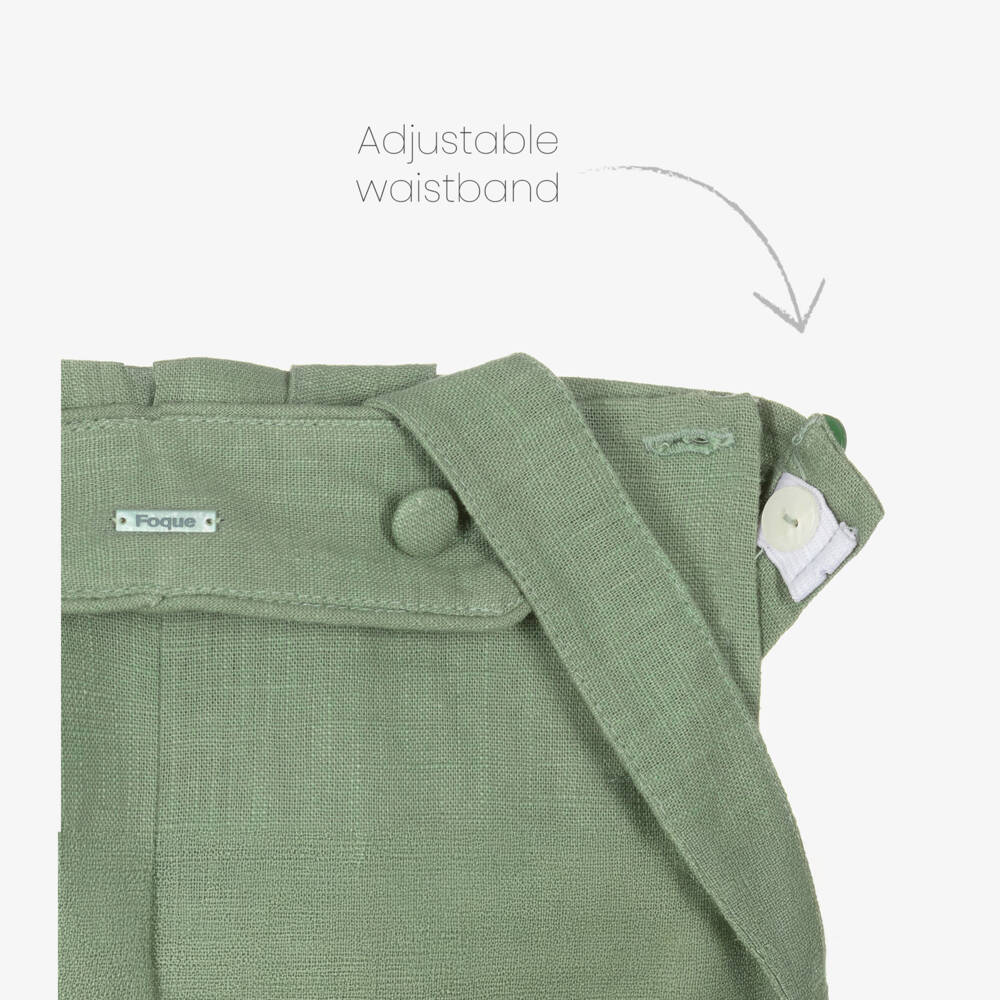 Foque-Boys Green Linen Blend Shorts Ensemble | Childrensalon Outlet