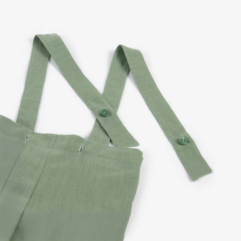 Foque-Boys Green Linen Blend Shorts Ensemble | Childrensalon Outlet