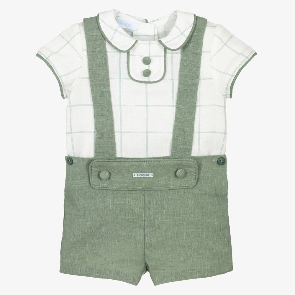 Foque-Комплект шорт из льняной смеси зеленого цвета для мальчиков | Childrensalon Outlet