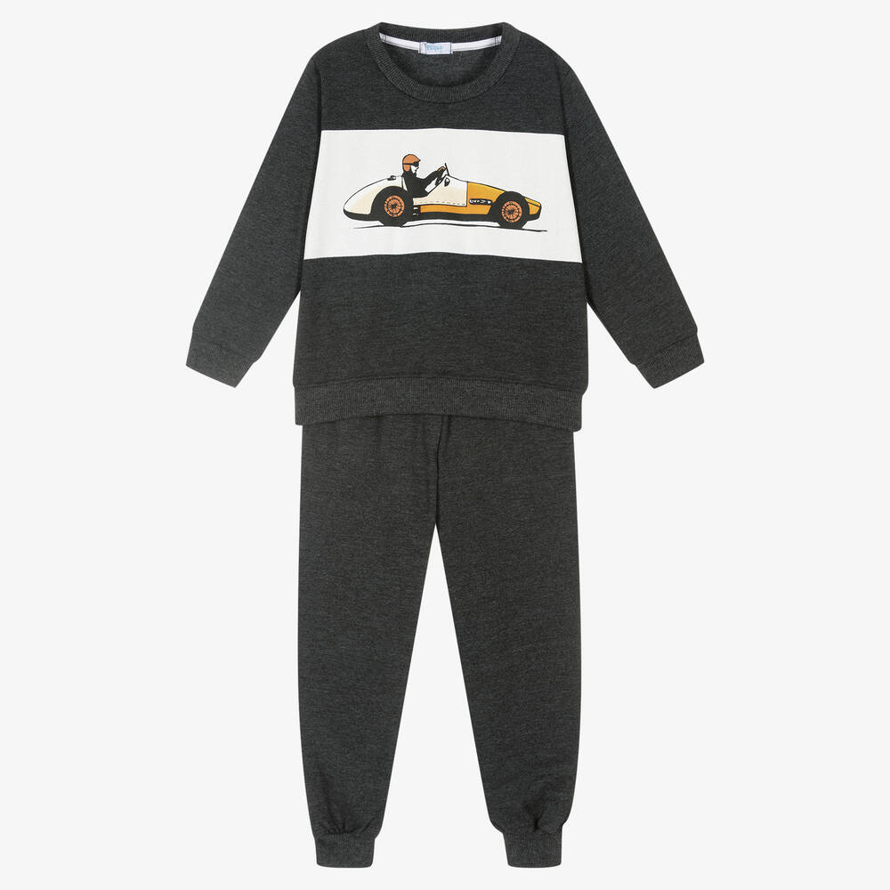 Foque - Boys Grey Cotton Tracksuit | Childrensalon