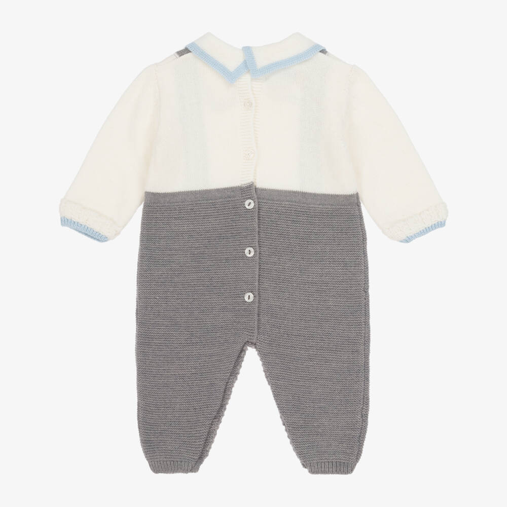 Foque-Boys Grey Ivory Knit Romper | Childrensalon Outlet