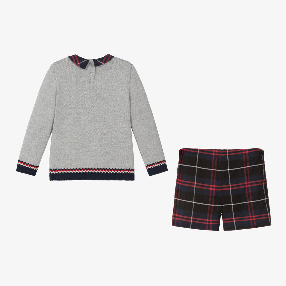 Foque-Boys Grey & Navy Blue Shorts Set | Childrensalon Outlet