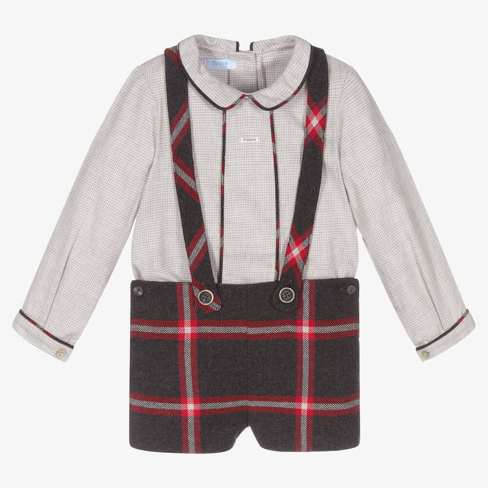 Foque - Boys Grey & Red Shorts Set | Childrensalon