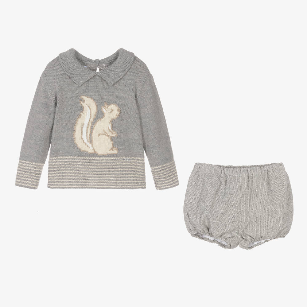 Foque-Boys Grey Squirrel Shorts Set | Childrensalon Outlet