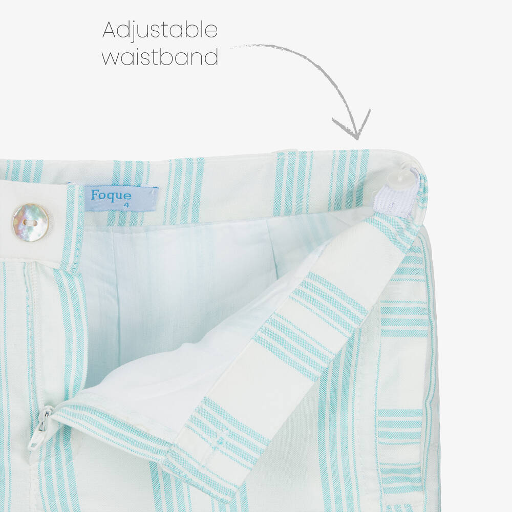 Foque-Кремовая рубашка и шорты из хлопка в голубую полоску | Childrensalon Outlet