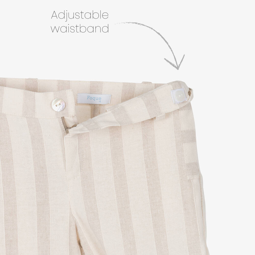 Foque-Кремовая рубашка из хлопка и шорты из льна для мальчиков | Childrensalon Outlet