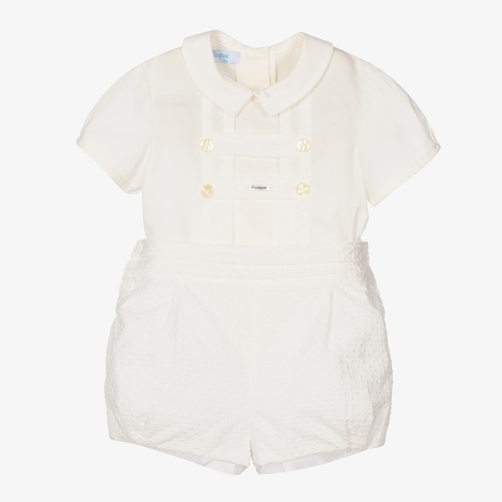 Foque - Boys Ivory Cotton Shorts Set  | Childrensalon