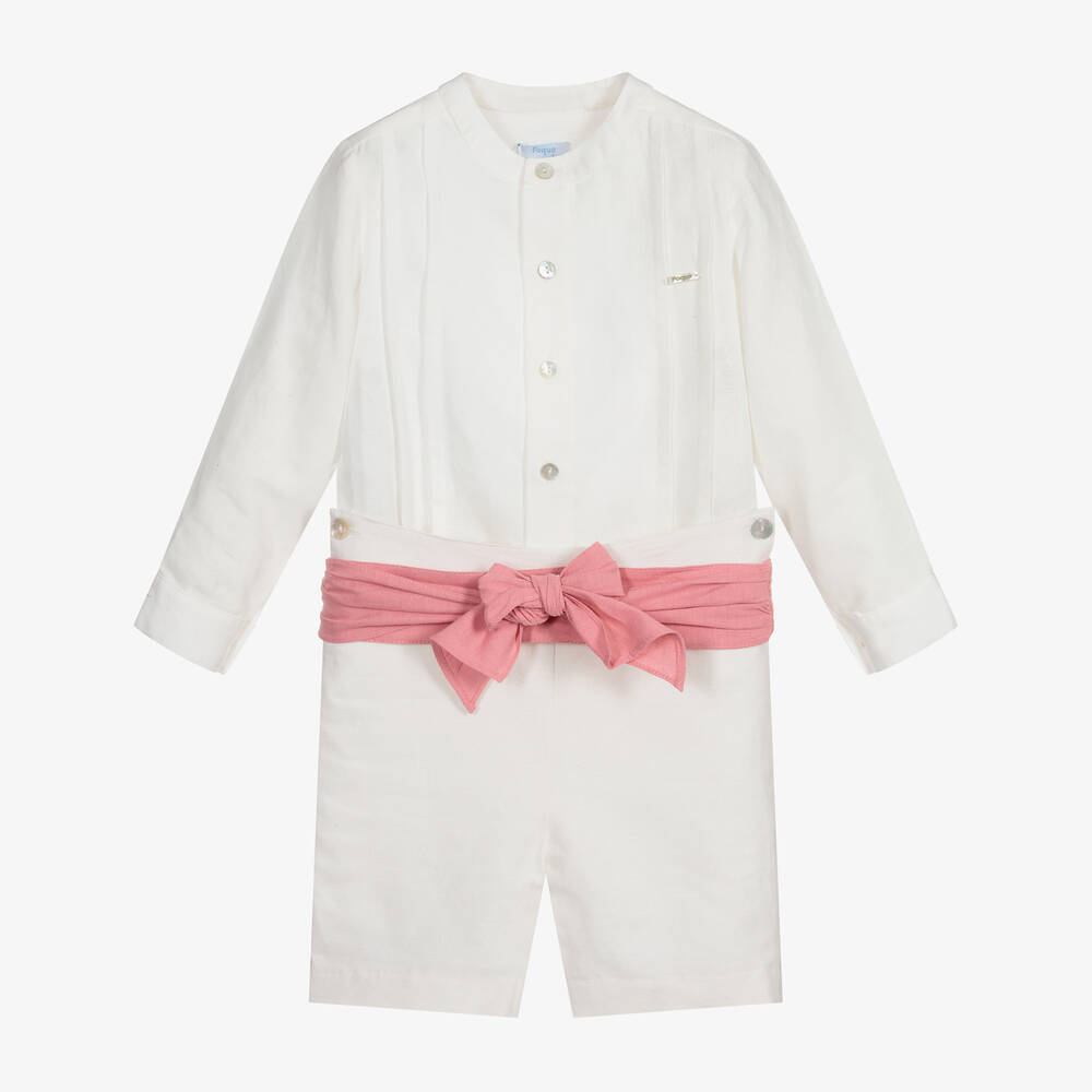 Foque - Boys Ivory & Pink Shorts Set  | Childrensalon