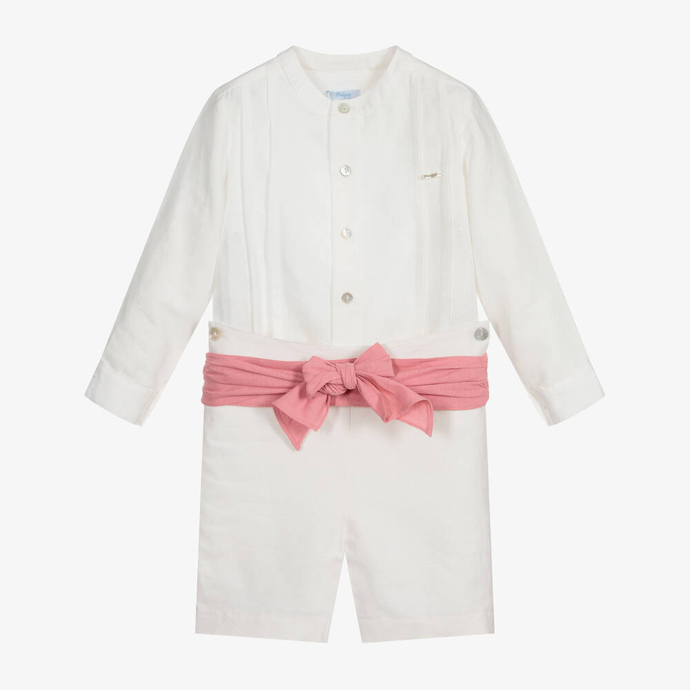 Foque-Boys Ivory & Pink Shorts Set  | Childrensalon Outlet