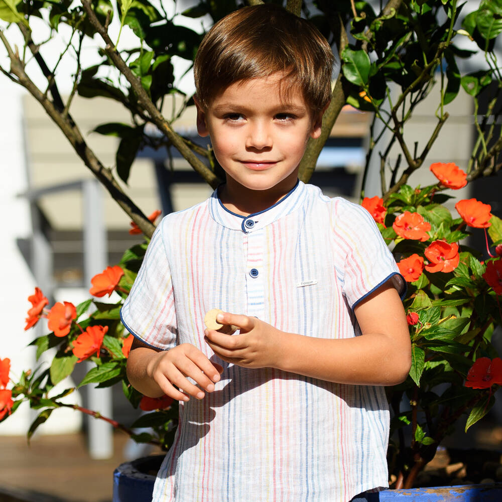 Foque-Boys Nautical Striped Shirt & Navy Shorts Set | Childrensalon Outlet