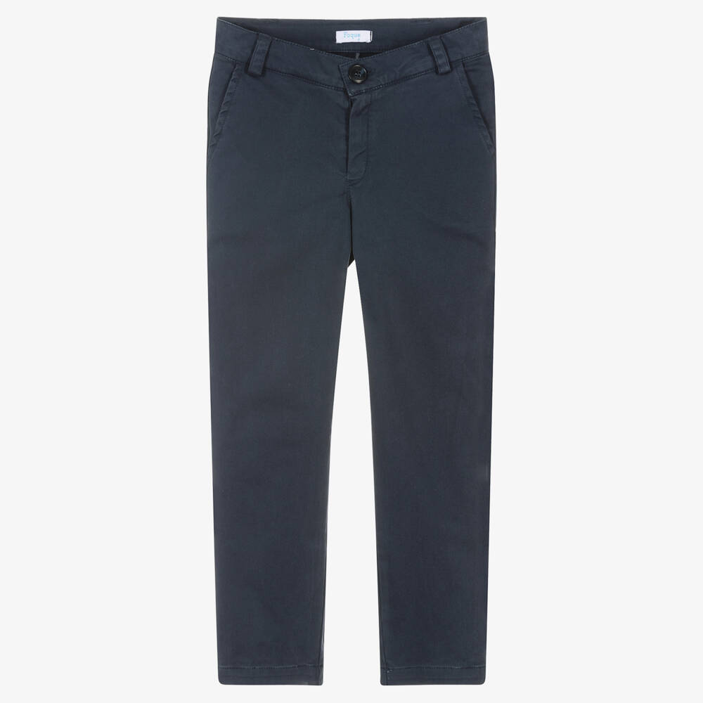 Foque-Boys Navy Blue Chino Trousers | Childrensalon Outlet